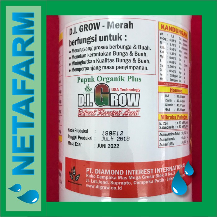 PUPUK ORGANIK CAIR DI GROW Merah 1 Liter / PUPUK ORGANIK DIGROW