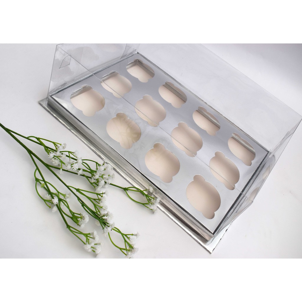 Box cupcake isi 12 silver