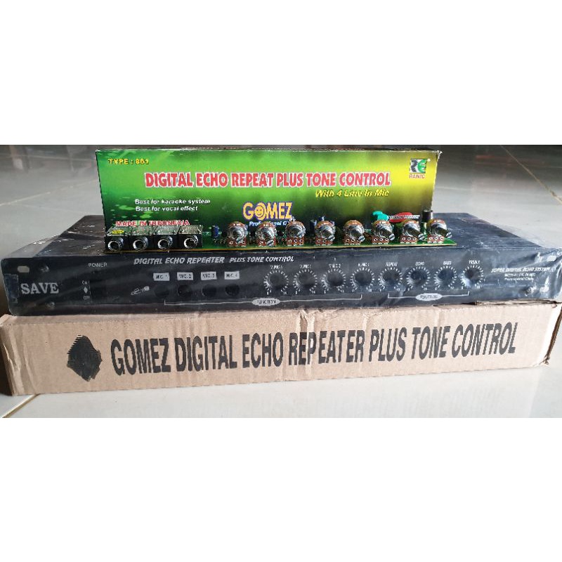 ECHO DIGITAL REPETER REVERB+TONE CONTROL+4MIC+BOX SUPER TEBAL