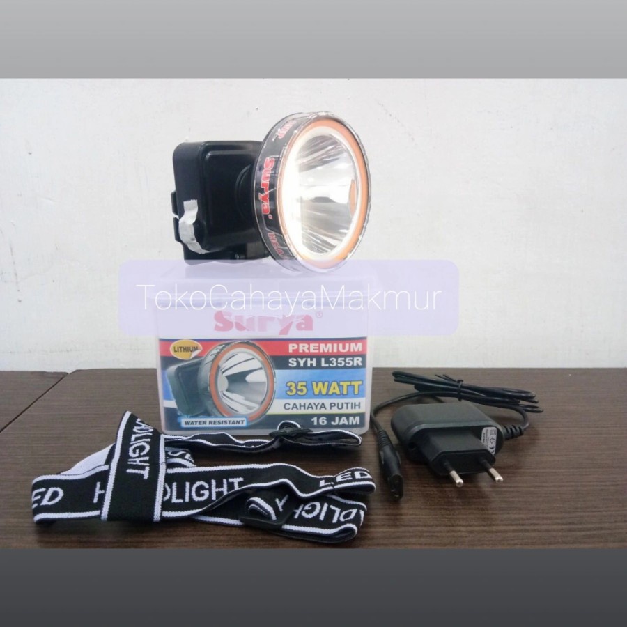 SURYA Senter Kepala SYH L355R - Head Lamp 35 Watt Water Resistant - Cahaya Putih