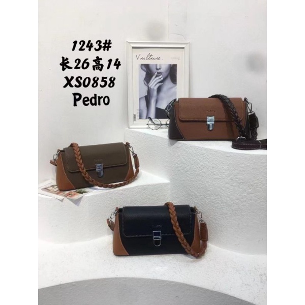 Tas selempang fashion wanita import Pedro  tali kepang 2 tali 2fungsi 2in1 #1243