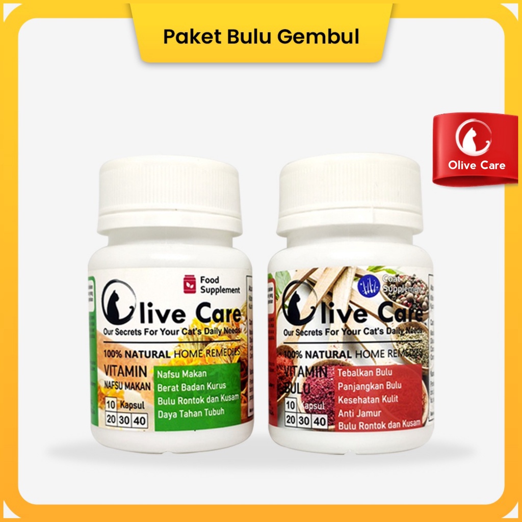 olive care vitamin kucing paket bulu gembul gemuk nafsu makan panjang   lebat bulu anti rontok jamur