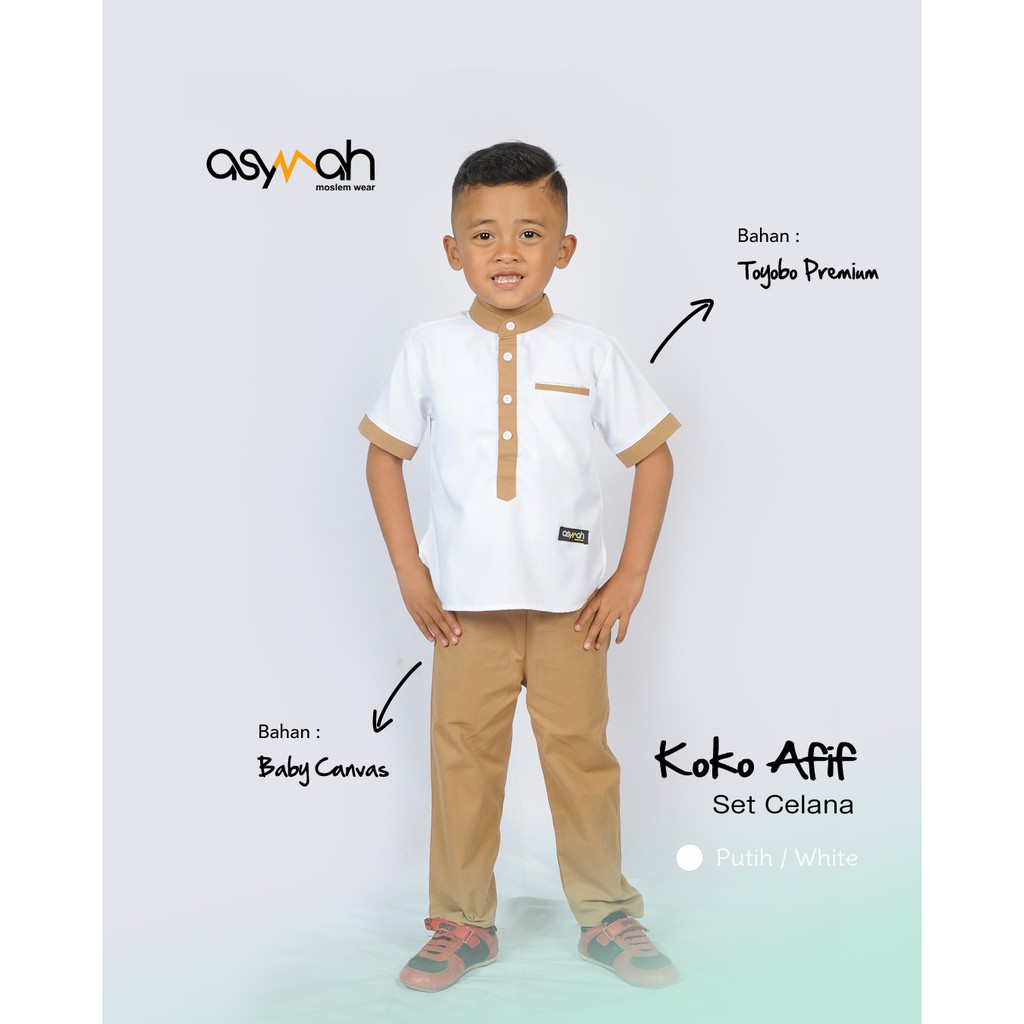 𝐀𝐒𝐘𝐌𝐀𝐇 - Baju Koko Muslim Anak - Baju lebaran anak warna putih
