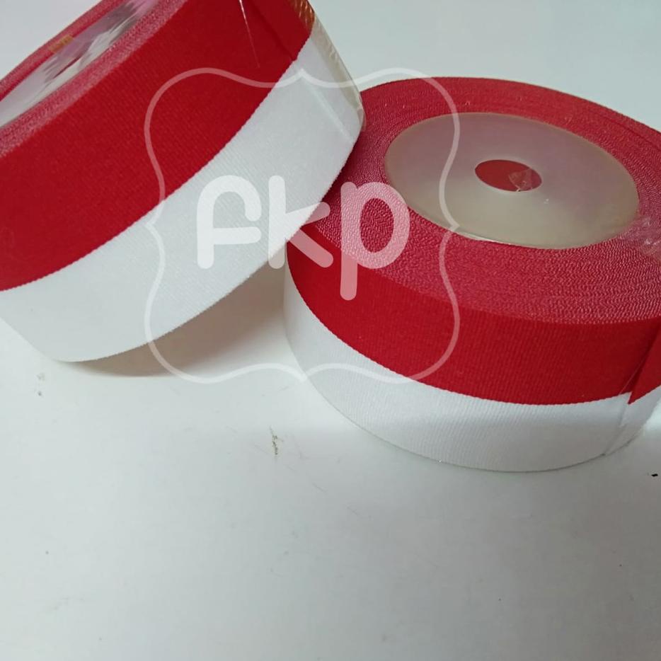 

⸨JiS ♚⸩ Pita Kain Merah Putih 1 1/2 inch 1,5 inch/ Pita Agustusan / Pita Satin Hut RI Merah Putih Trending