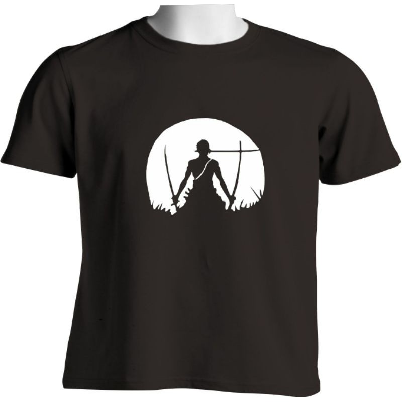 Kaos T shirt Anime one piece Zoro siluet 3 pedang