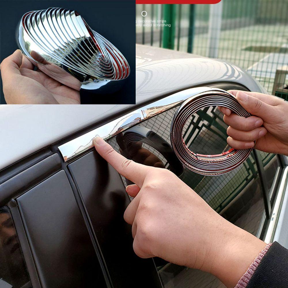 Populer Protector Trim Tape Perekat Diri Anti Tabrak Eksterior Interior Chrome Plate