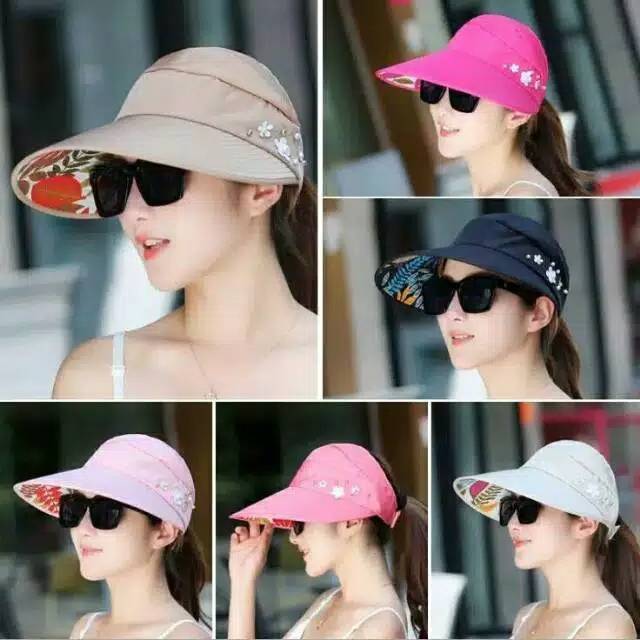 Topi pantai lipat/topi visor perlindungan UV