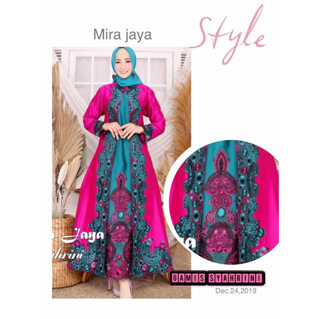 Gamis syahrini Mira jaya Ori / gamis tafeta bordir
