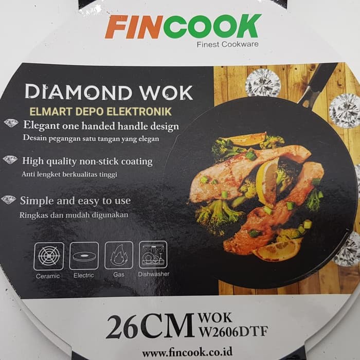 FINCOOK Diamond wok 26cm W 2606 DTF / wajan anti lengket W2606 DTF