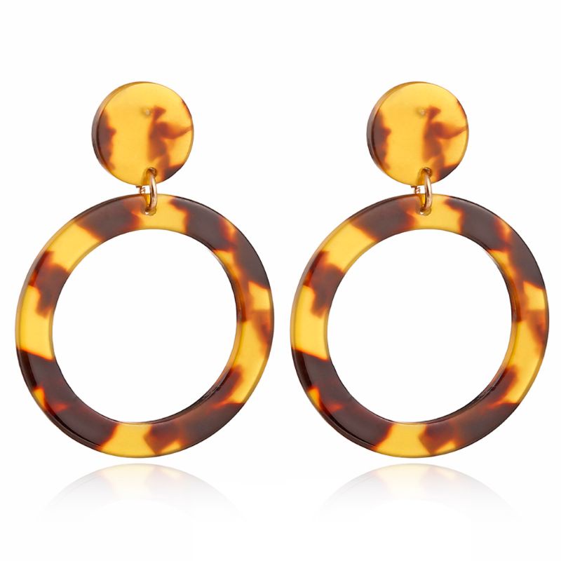 SIY  Leopard Earrings Acetate Earrings Geometric Round Brown Acrylic Drop Earrings