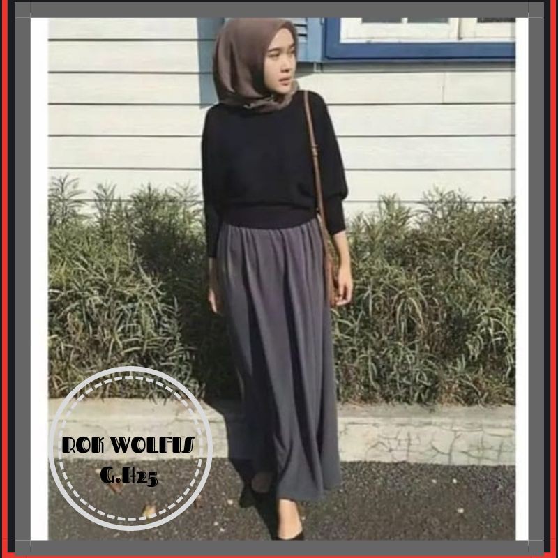 MURAH ROK WOLFIS WOLVIS PANJANG POLOS MUSLIM WANITA BEST SELLER Skirt PREMIUM Sekolah Kerja All Size