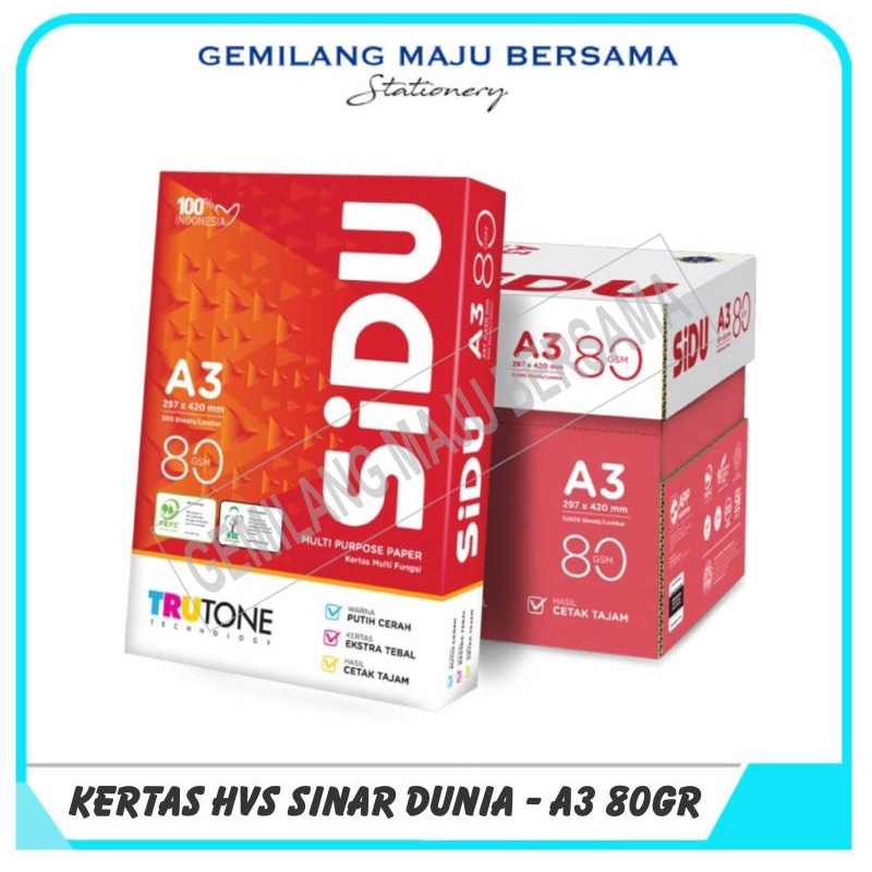 

Kertas Hvs Sinar Dunia / Sidu A3 80 Gram