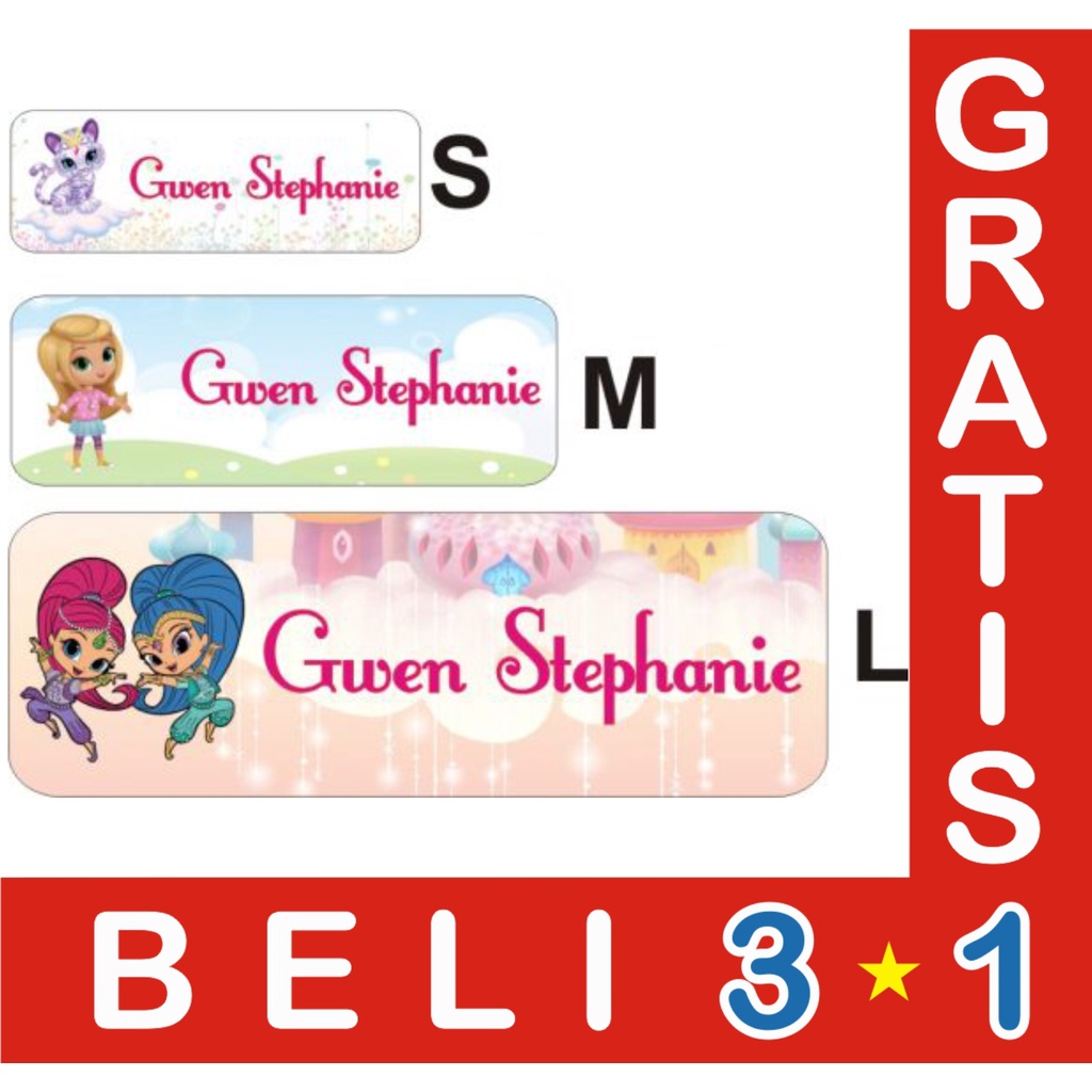 

STIKER LABEL NAMA WATERPROOF BASIC SHIMER AND SHINE