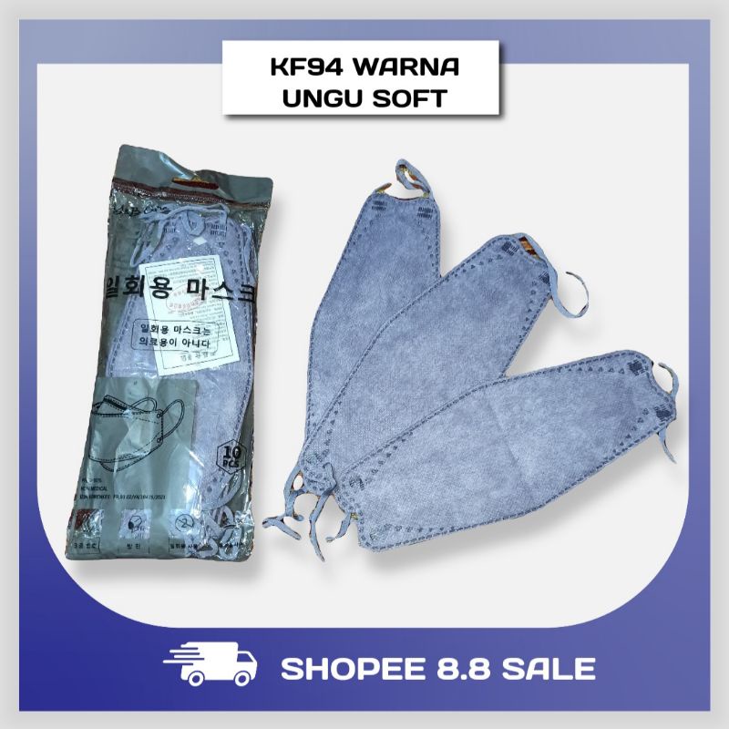 Masker Kf94 isi 50pcs 4ply High Quality Bahan Nyaman dan Lembut Semarang-KF SOFT UNGU 50 PCS