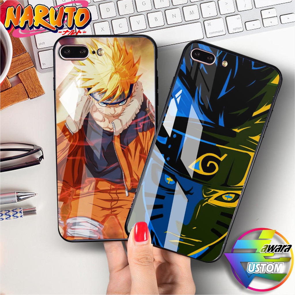 Case Casing Softcase fuze gambar Naruto Back Case Glass Kaca Oppo Vivo