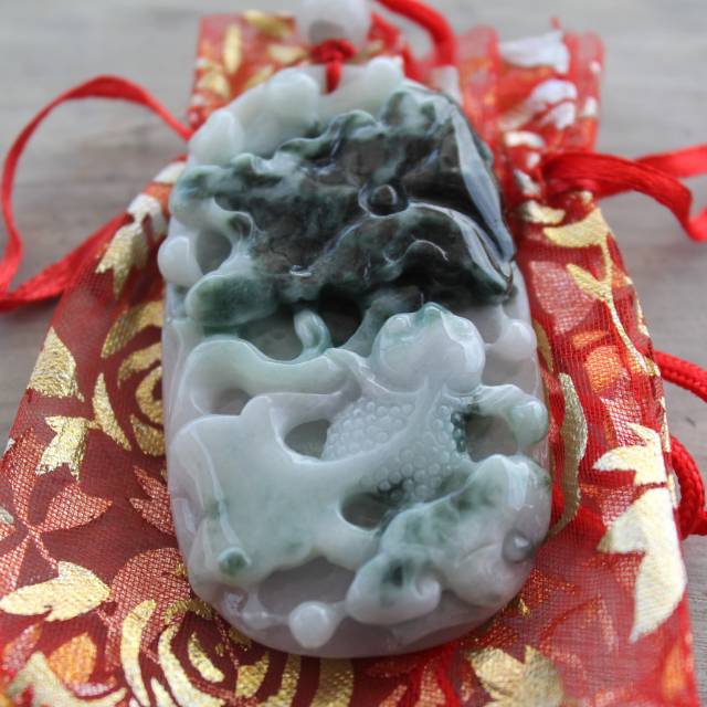 Jade Jadeite golden fish pendant