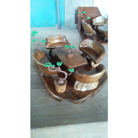 miniatur set kayu jati