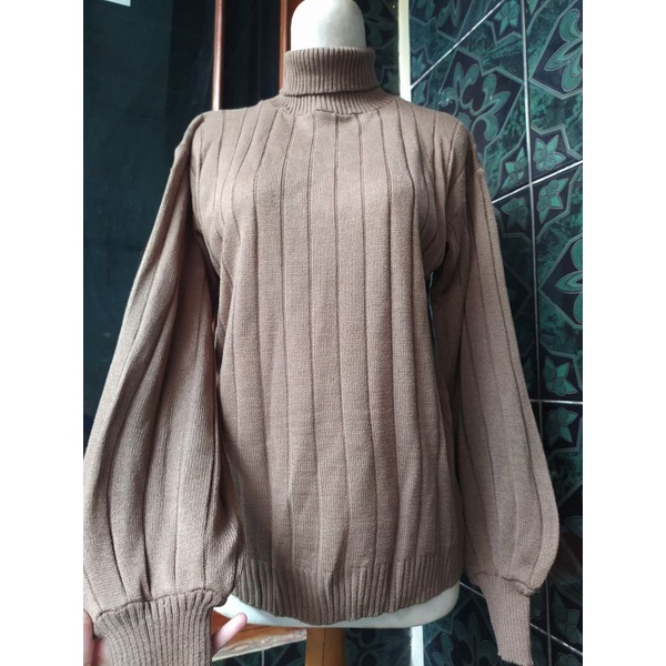 BAJU RAJUT WANITA LENGAN PANJANG KERAH TINGGI SWEATER KOREA MURAH