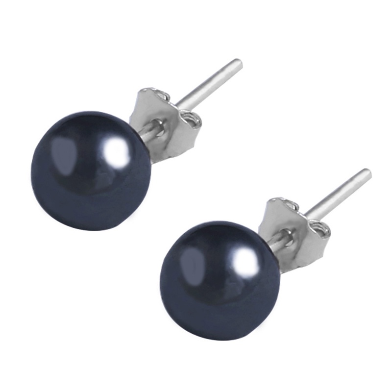 SIY  Elegant Hematite Silver Round Earrings Ear Studs 0.24&quot; 6mm