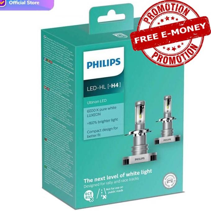 Philips Ultinon LED 6.000K H4 Bohlam Lampu Mobil Putih