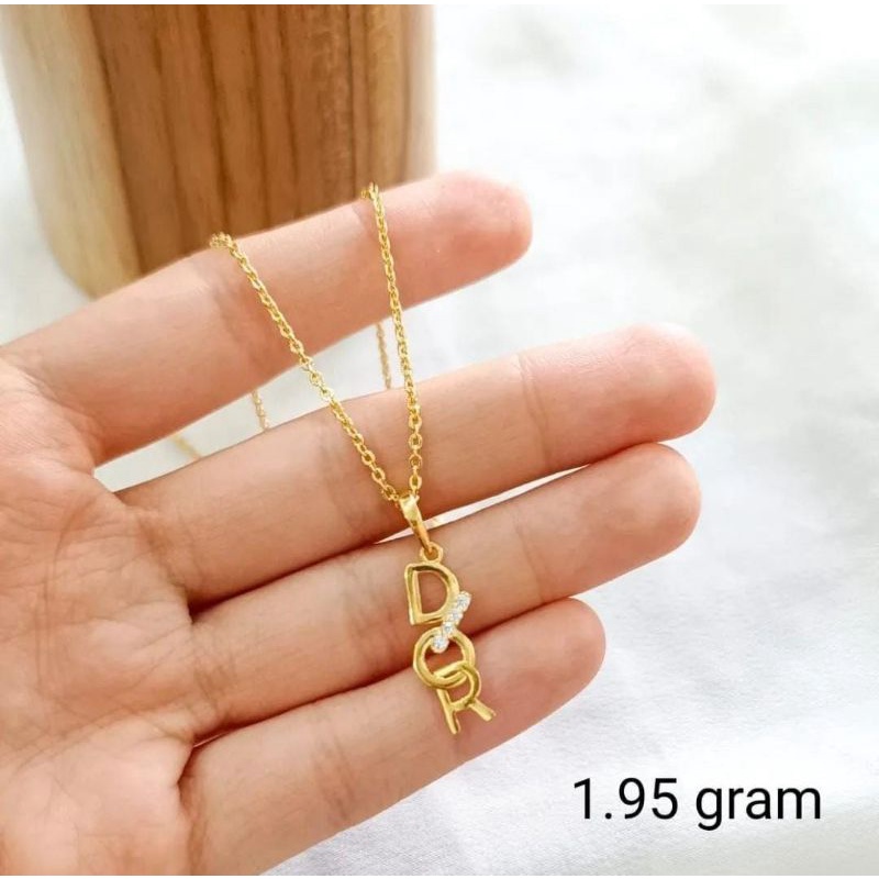 set kalung dan liontin tulisan brand cd elegant emas asli