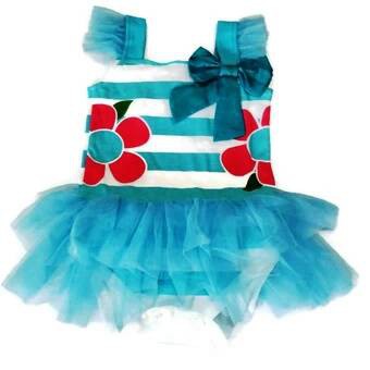Pink Tutu Jumper Pita Bunga Besar - Biru
