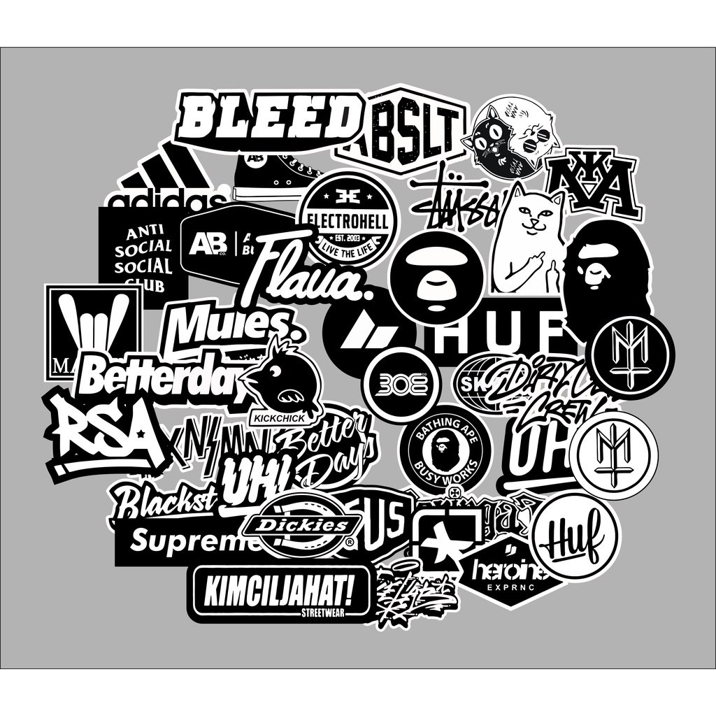 

paket stiker isi 40 pcs random hitam HYPEBEAST bahan graftac anti air