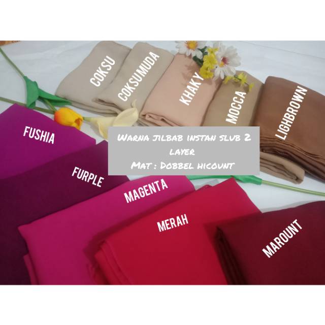 PROMO Jilbab instan delia slub 2 layer material dobbel hicount-5