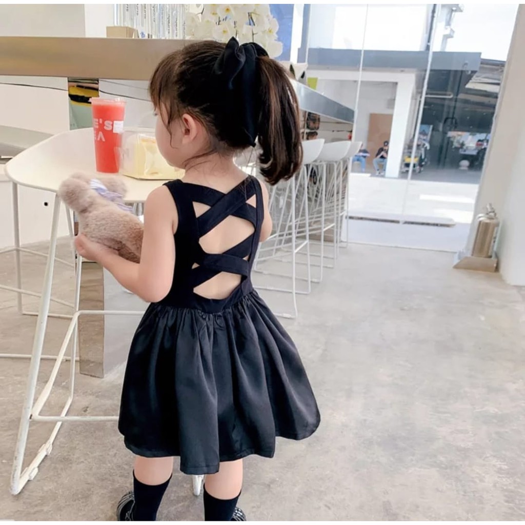 QFS - KIDS DRESS SILANG / HITAM / TERBARU / TERPOPULER