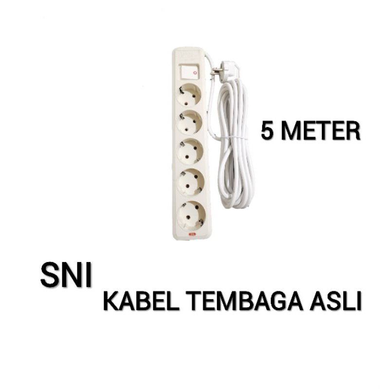 STOP KONTAK + KABEL 3/4/5 LUBANG 3 / 5 METER SNI