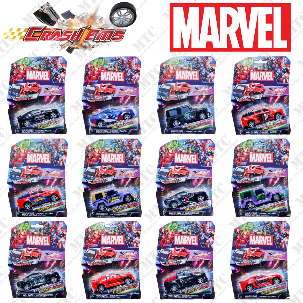 EMCO Crash Ems MARVEL Avengers Mainan Mobil Tabrak Bongkar Pasang Crashems