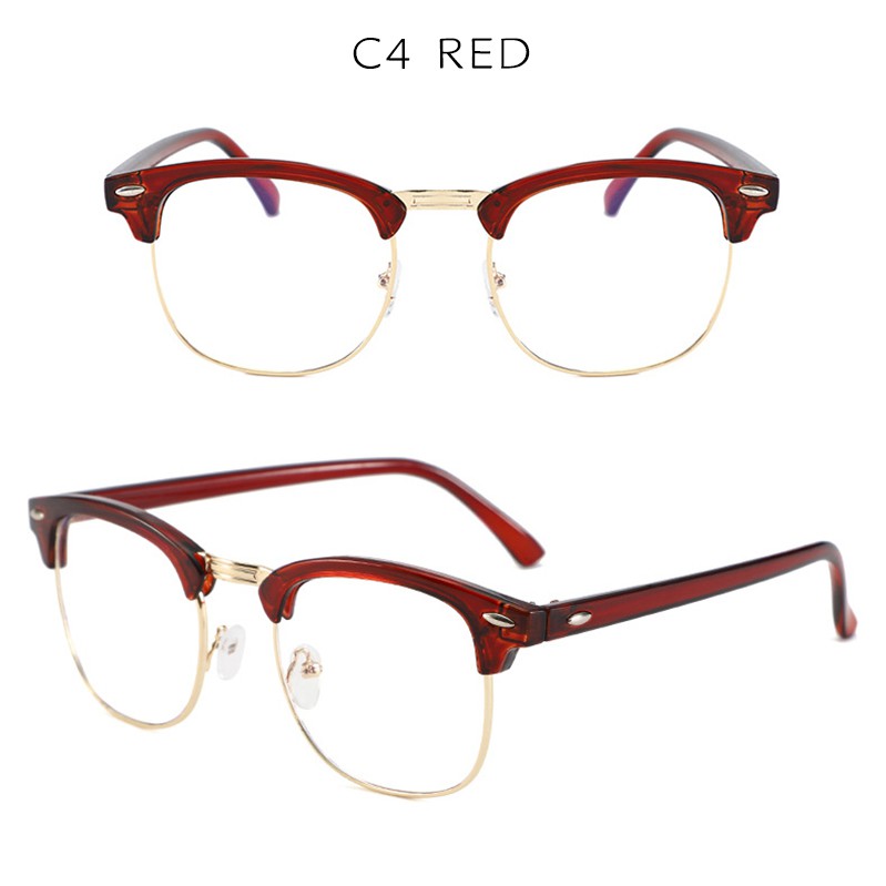 (YUZHU) Bayar di Tempat -0~-400° Optik Kacamata Korean Retro Hlaf Frame Kacamata Wanita/Pria Eyeglasses