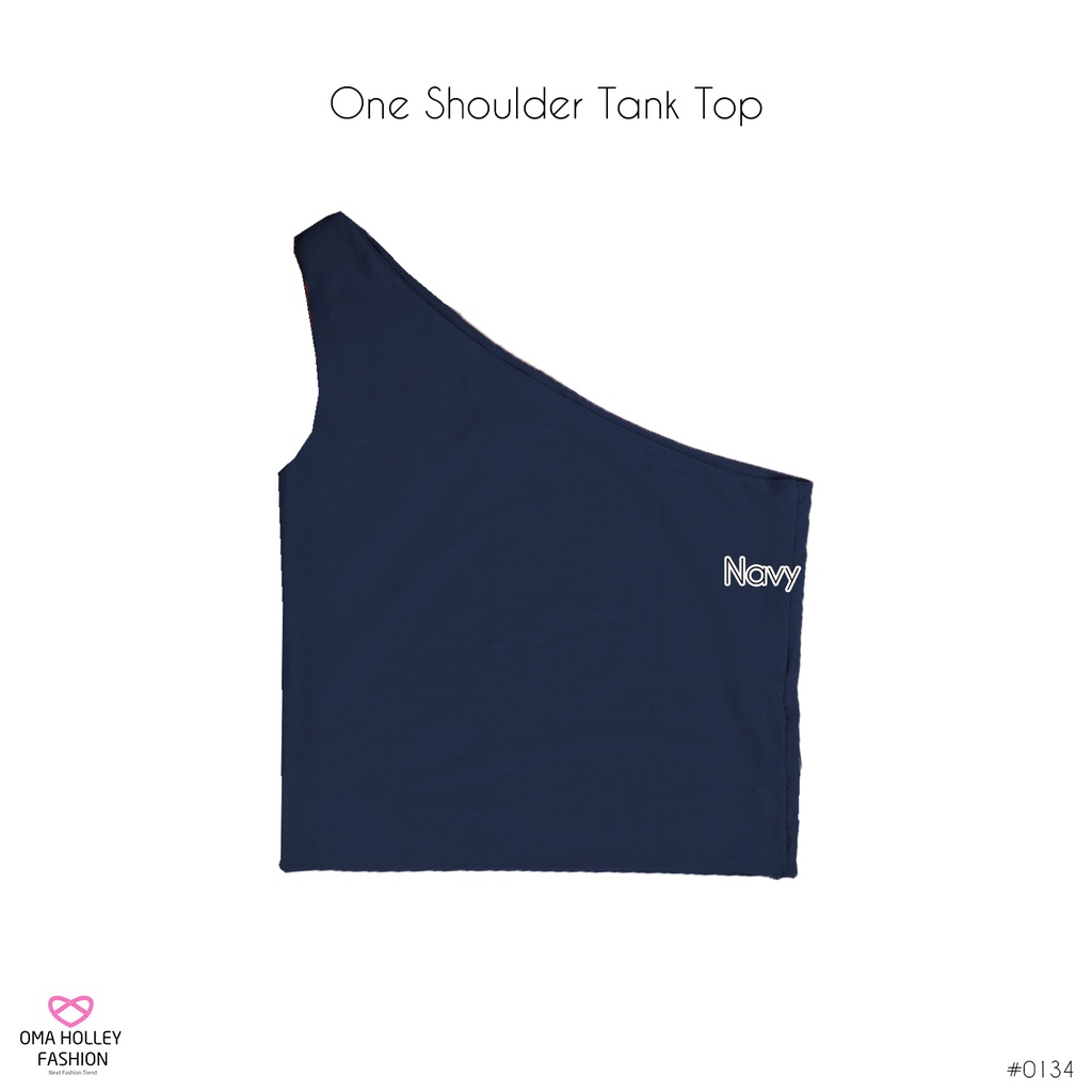 (COD) OH Fashion Cutler Tank top Wanita One Shoulder #0134-Navy