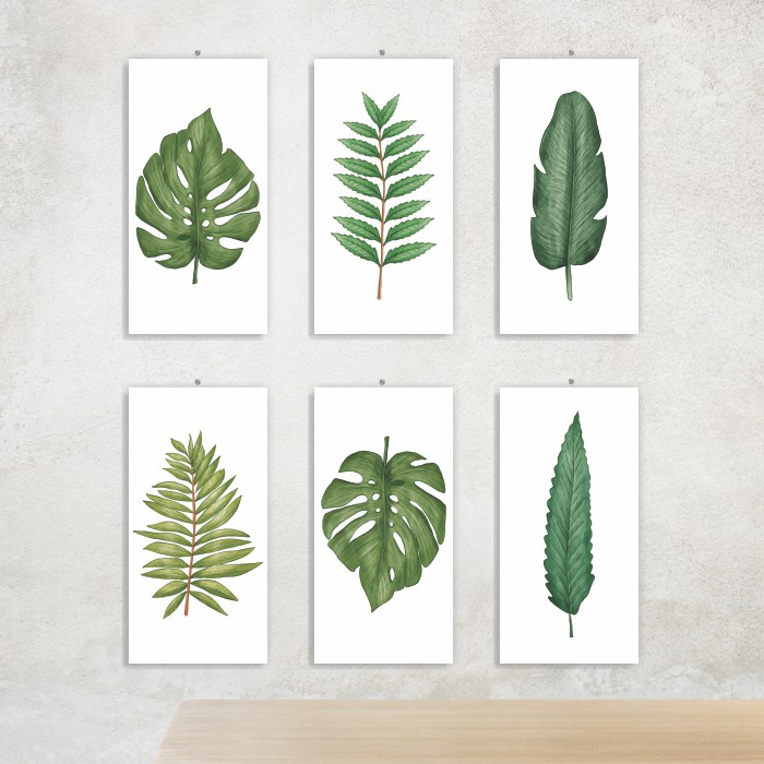 Hiasan Dinding Dekorasi Poster Daun Tropical Scandinavian 15x30 cm