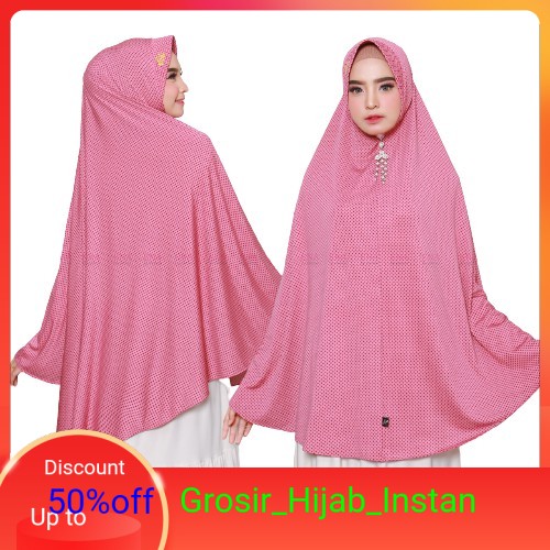 Jilbab Khimar Jumbo Instan Premium Original By Ena Motif Polkadot Kecil/Hijab Muslimah Syari Modis
