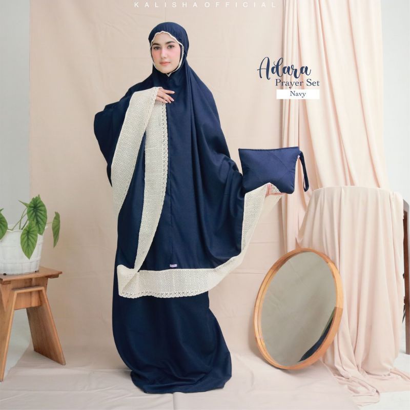 MUKENA ADARA KATUN POLOS DEWASA JUMBO RENDA RAJUT PREMIUM