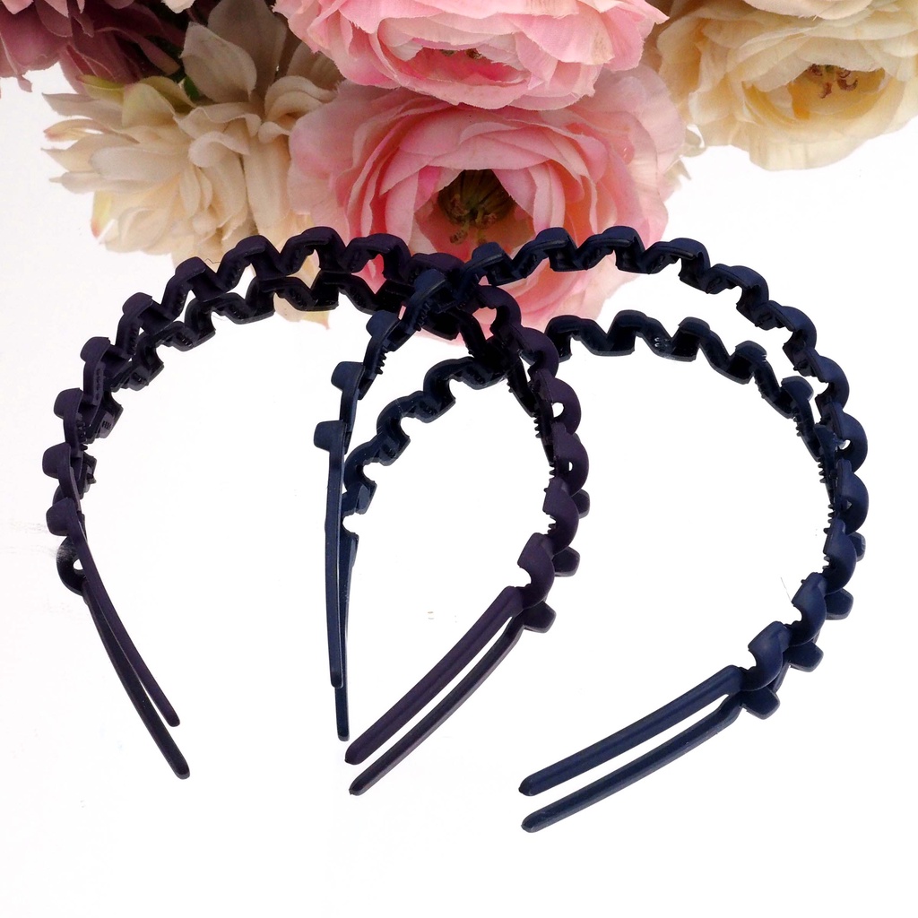 Bando Korea Doff Motif Spiral Warna Gelap Matte Headband Plastik Aksesoris Rambut Murah