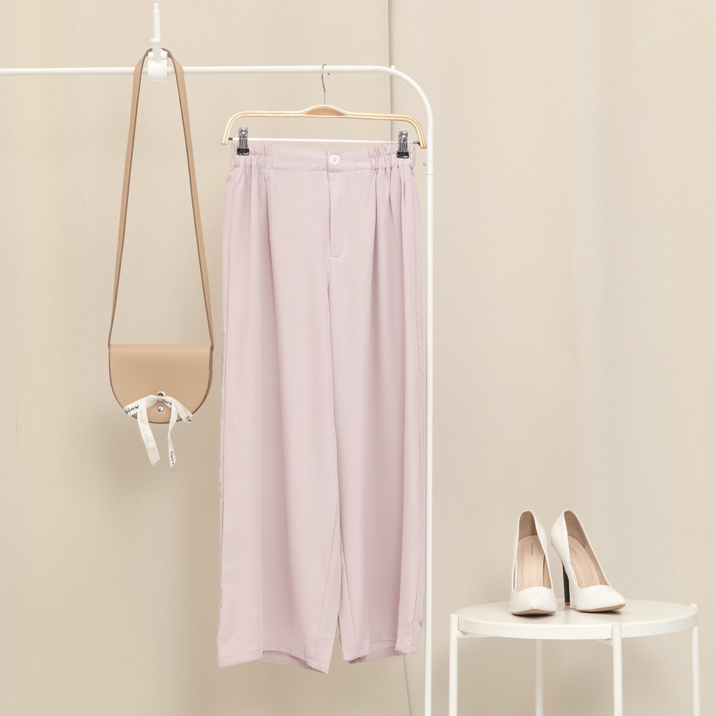 Celana Rok bawahan wanita cutbray kulot shakila with zipper ootd hijab kekinian-Dusty Pink