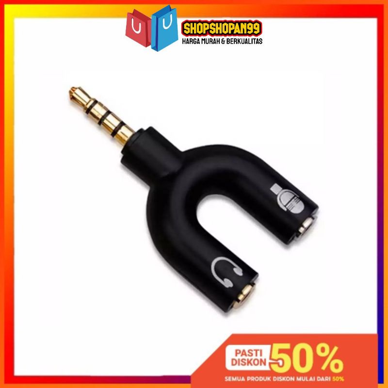 SPLITTER U AUDIO SHAPE 2in1 AUDIO MIC DAN HEADSET JACK 3.5mm