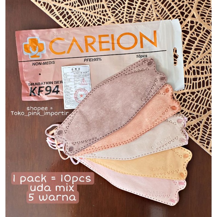 MASKER KF94 GRADATION SERIES CAREION | MASKER KF94 MIX WARNA GRADASI CAREION | MASKER KOREA 4PLY MIX WARNA GRADASI FASHION MOTIF KF94 WANITA DEWASA PACK ISI 10 PCS