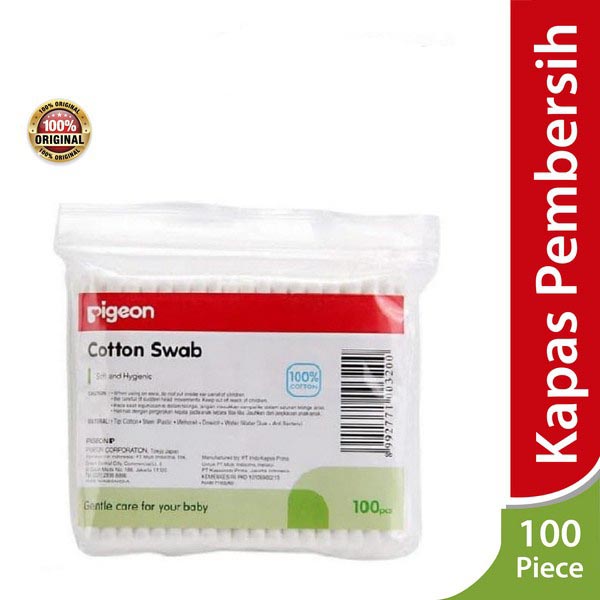 [COTTON BUD BAYI ISI 100PCS] Pigeon Cotton Bud Bayi Swabs pack isi 100 pcs | kapas bertangkai | membersihkan telinga dan hidung bayi_Cerianti