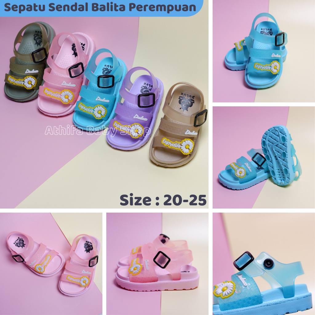 Sepatu Sandal Anak Perempuan Bayi Balita Usia 6 7 8 9 10 11 Bulan 1 2 3 Tahun Size 19 20 21 22 23 24 Sendal Gunung Karet Cewek Sepatu Sandal Prewalker Karet Phylon Ringan -Dulux 323e-