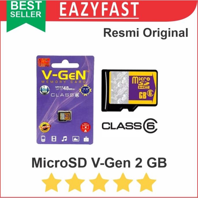 MicroSD Vgen 2GB 2 GB V-Gen Original 6 Micro SD TF Card Kartu MSD Log efst90 Ayo Order