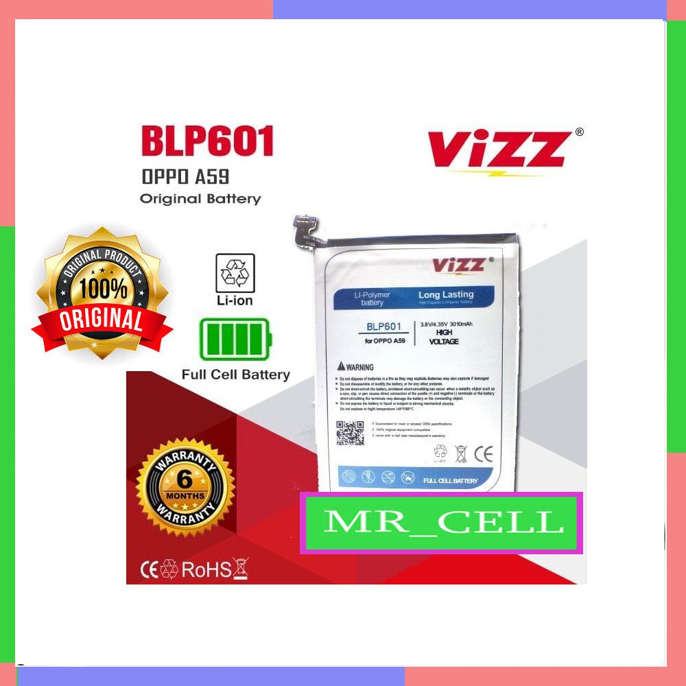 VIZZ BATERAI DOUBLE POWER OPPO BLP601/A59/F1S ORIGINAL