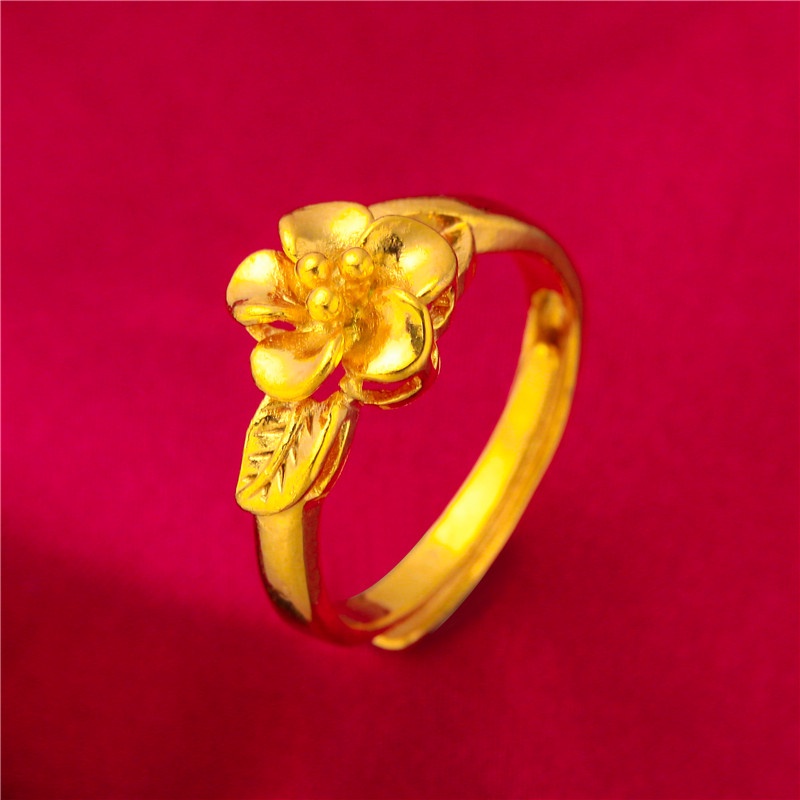 Cincin Desain Bunga Lapis Emas Emas Asli Kadar 375Gaya Bangkok Simple Untuk Wanita