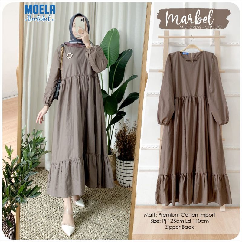 Marbel Midi Dress Produk Ori berlabel Moela