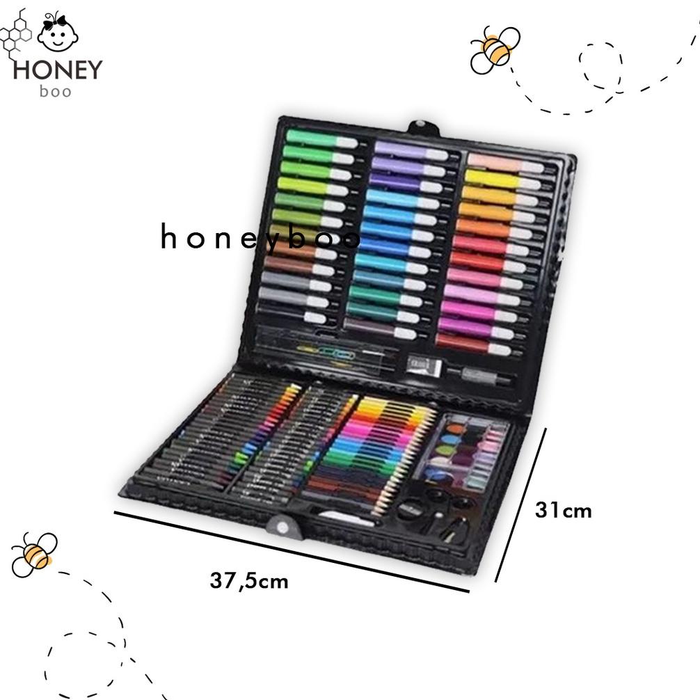 

[KODE SZY9U] Honey Boo - Krayon Anak Set Koper 150 in 1 Crayon Full Alat Melukis Mewarnai Set