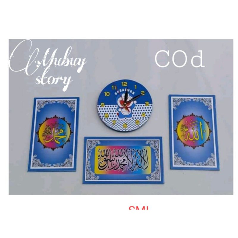 SATU SET JAM DINDING Doraemon KARAKTER KALIGRAFI