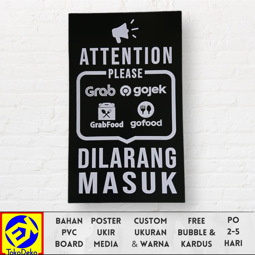 Hiasan Dinding Poster Ukir Gojek Grab Dilarang Masuk