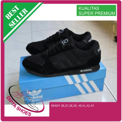 Sepatu Sekolah Adidas Neo Full Black Hitam Anak Pria cowo Laki Murah